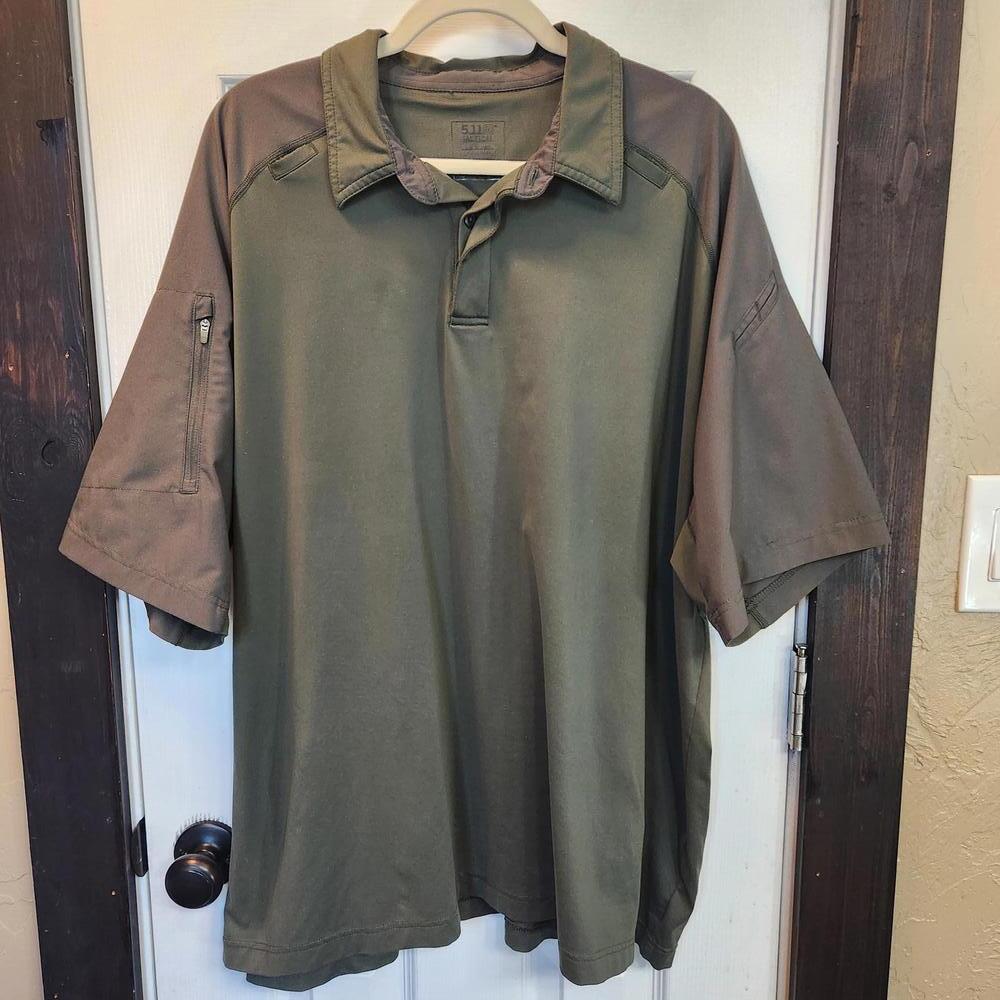 5.11 Tactical Men's Rapid Performance Short Sleeve Polo Shirt Green- Size XXL